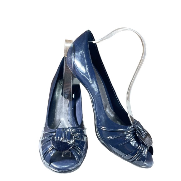 Nurture Blue Patent Leather Peep Toe Heels Womens Size 9 - Picture 11 of 15